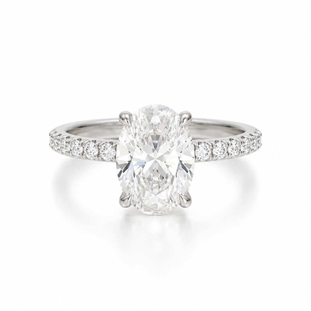 Oval Pave Ring With Pave Prongs