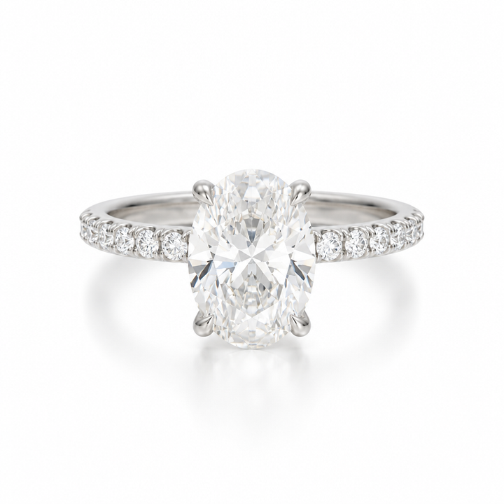 Oval Pave Ring With Pave Prongs