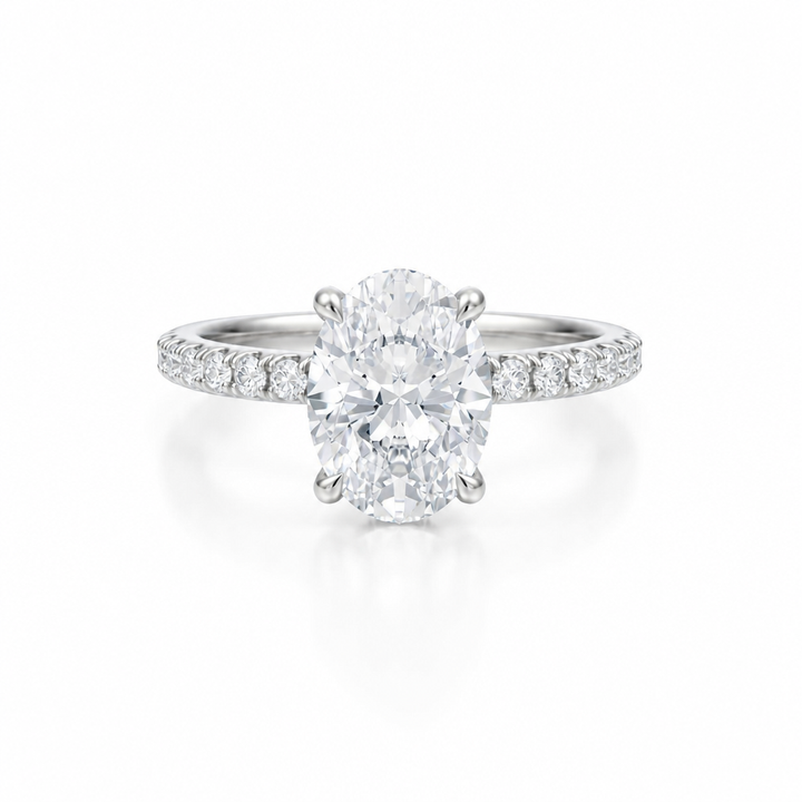 Oval Diamond Basket With Pave Ring