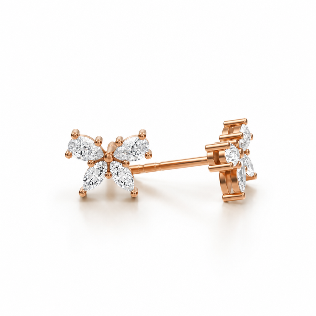 Marquise And Pear Butterfly Stud Earrings