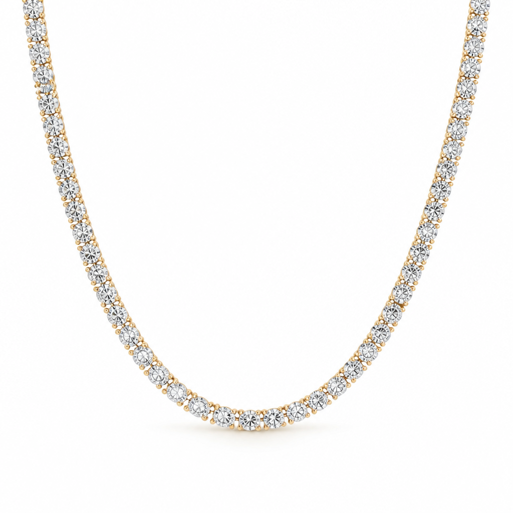 18 carat round lab-grown diamond tennis necklace