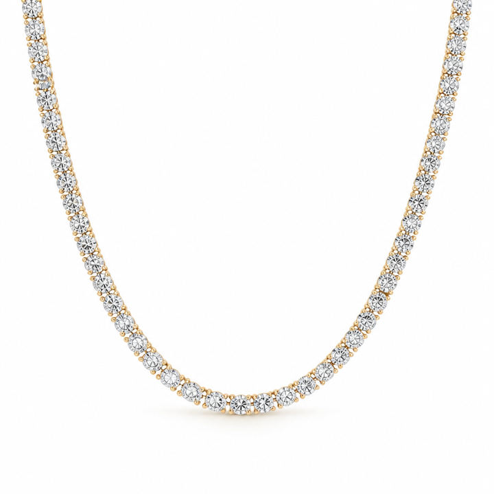 18 carat round lab-grown diamond tennis necklace