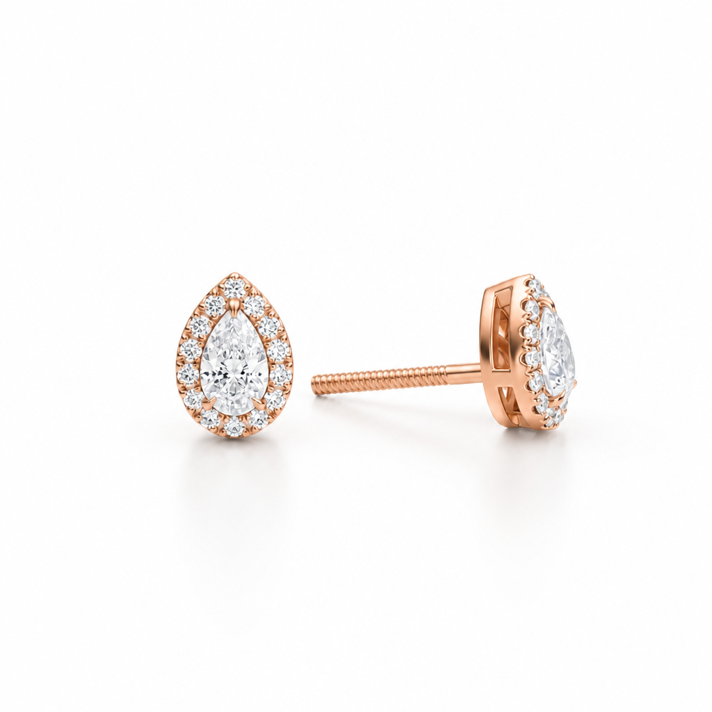 Pear Halo Stud Earrings