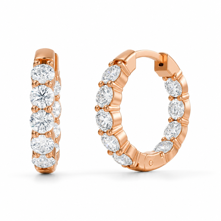 1 Carat Inside Outside Lab Grown Diamond Hoop Earrings