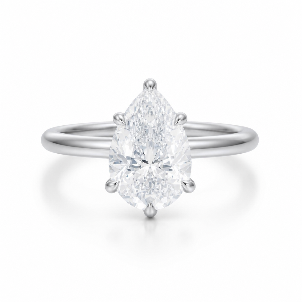 Pear Classic Open Solitaire Ring