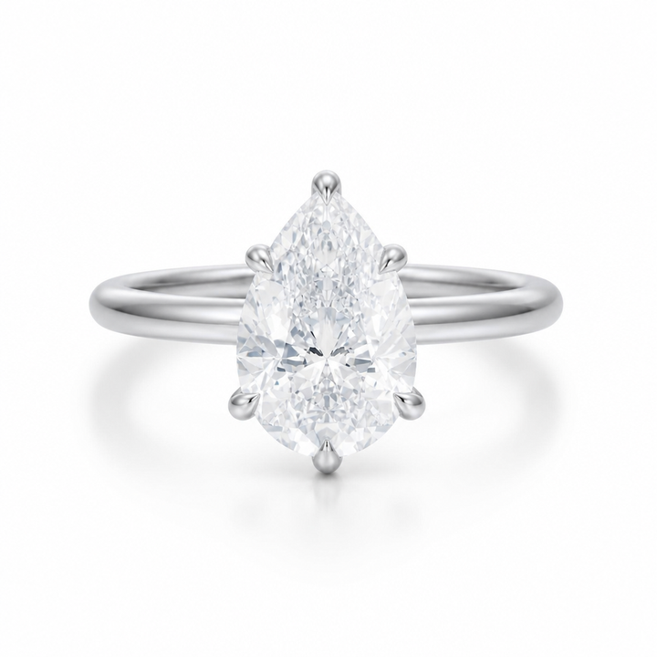 Pear Classic Open Solitaire Ring