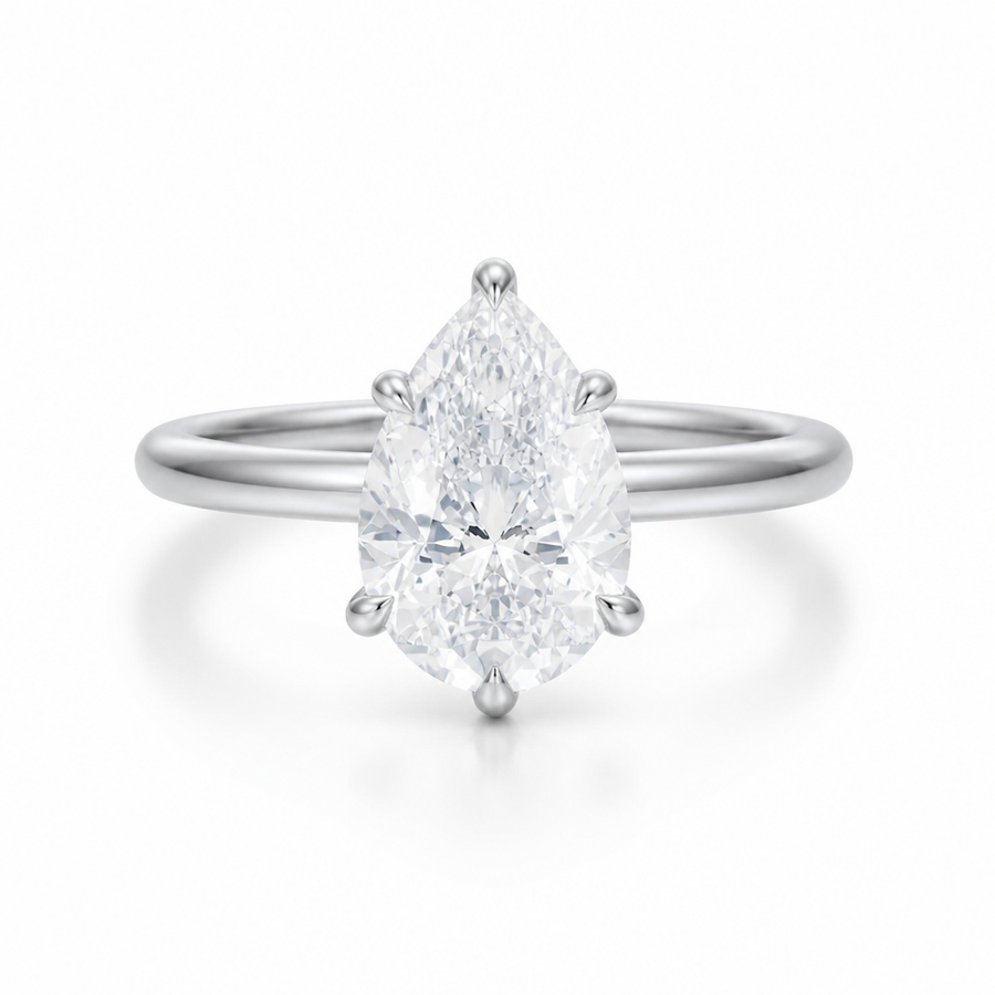 Pear Classic Open Solitaire Ring