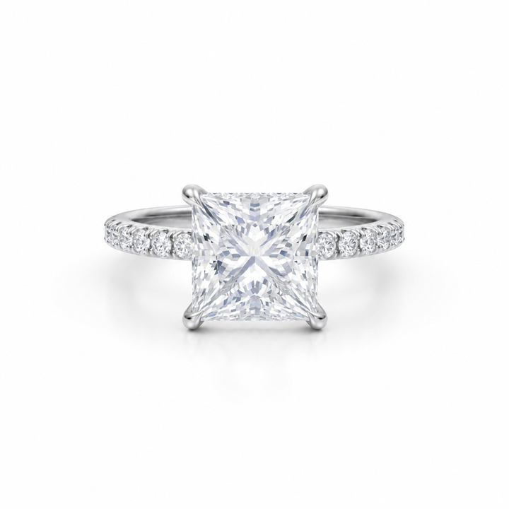 Princess Diamond Basket With Pave Ring