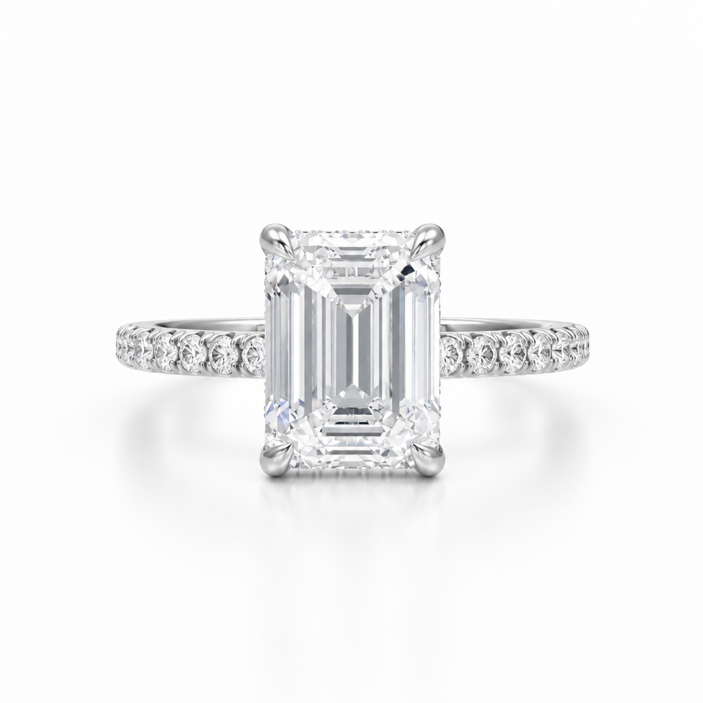 Emerald Hidden Halo With Pave Band