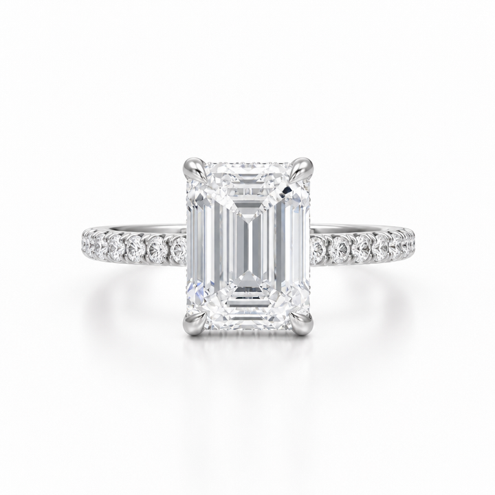 Emerald Hidden Halo With Pave Band