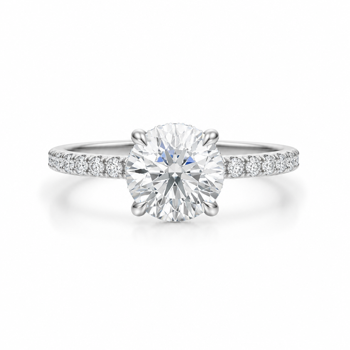 Round Hidden Halo With Pave Band