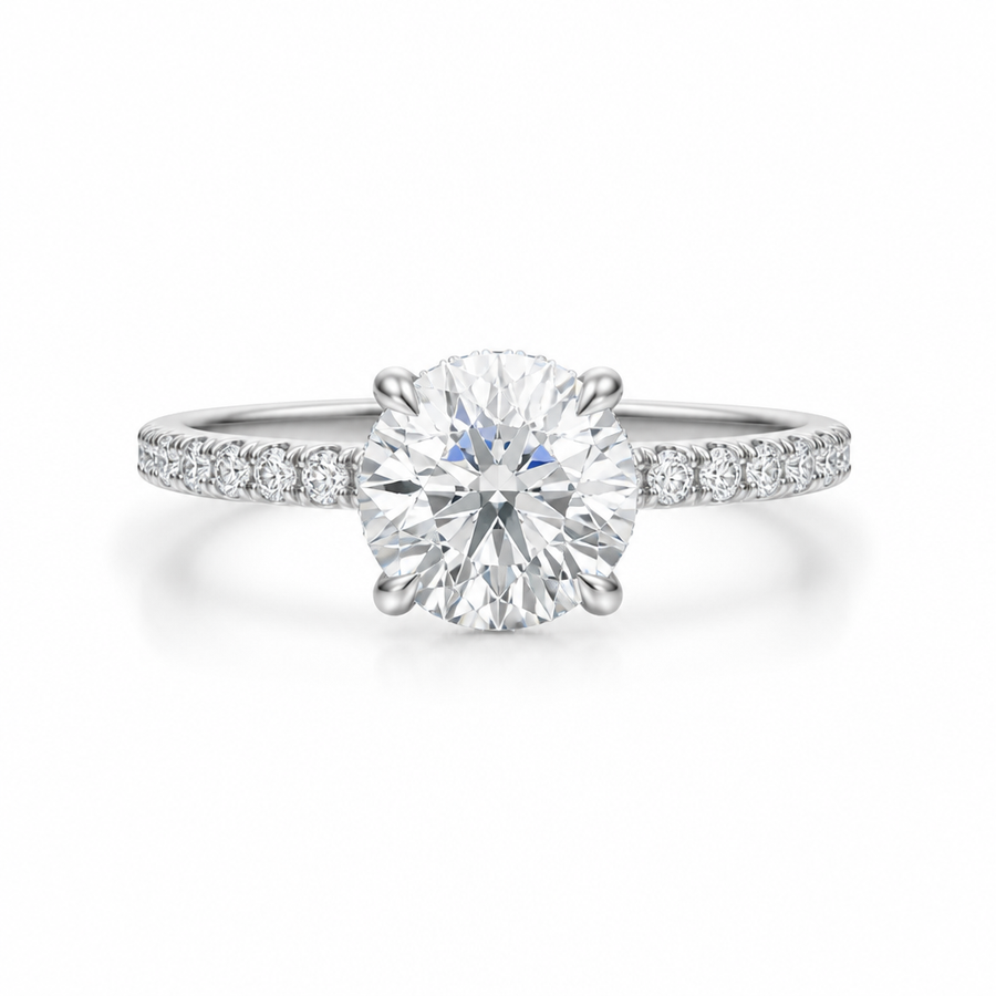 Round Hidden Halo With Pave Band