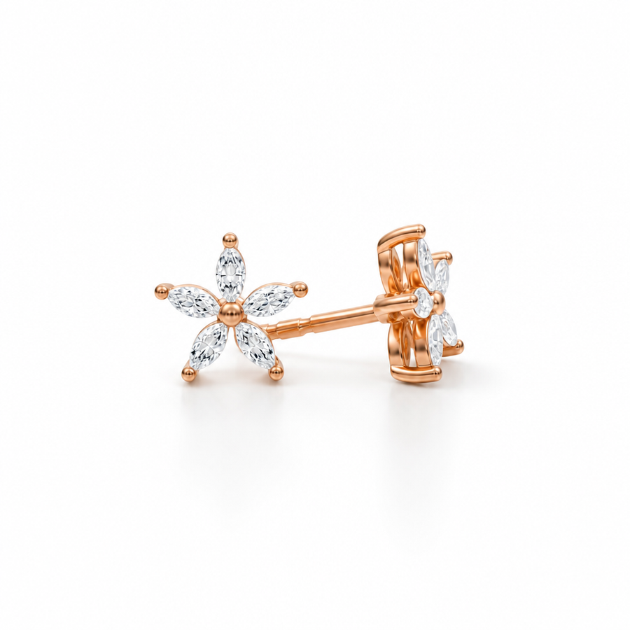 Marquise Flower Cluster Stud Earrings