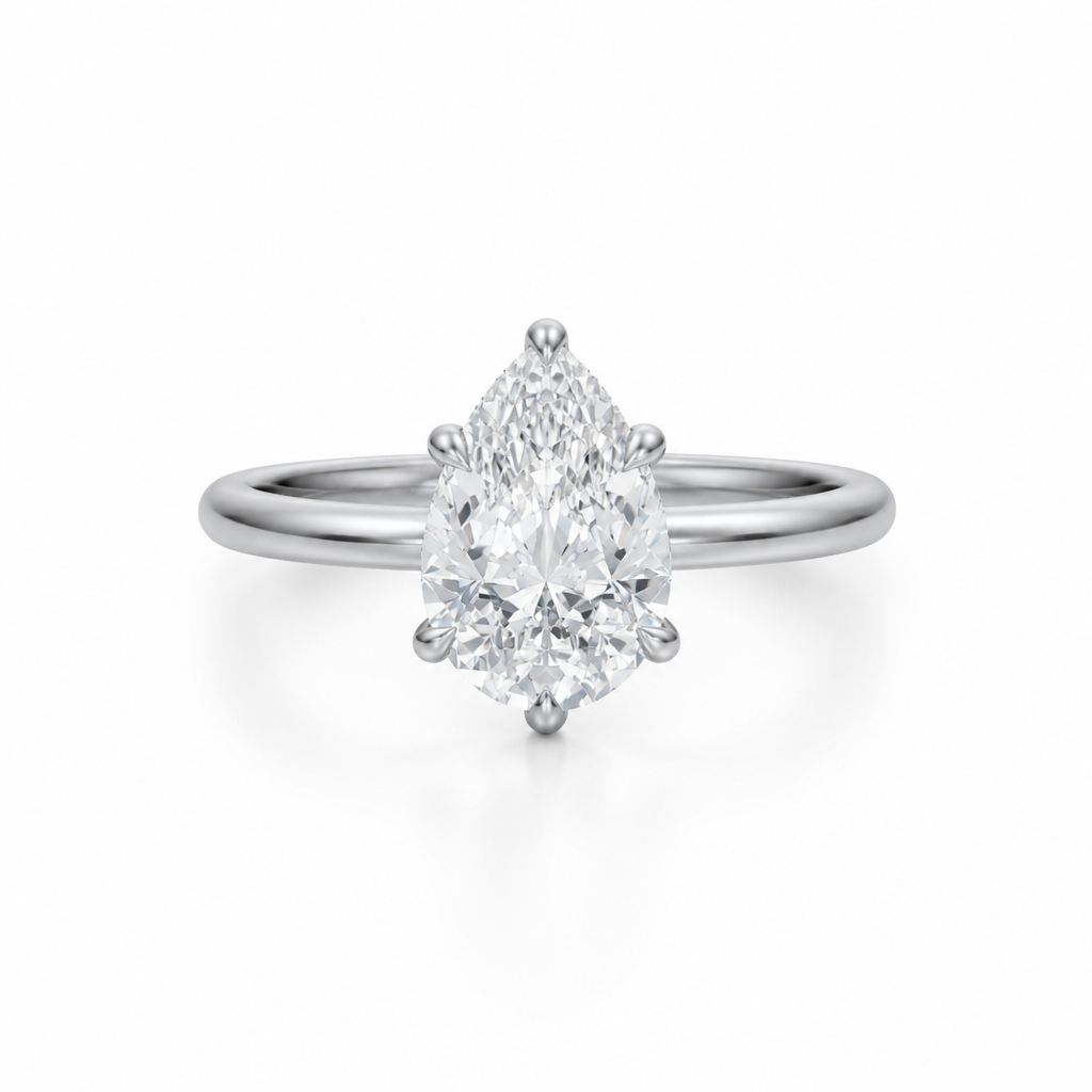 Pear Martini Basket Solitaire Ring