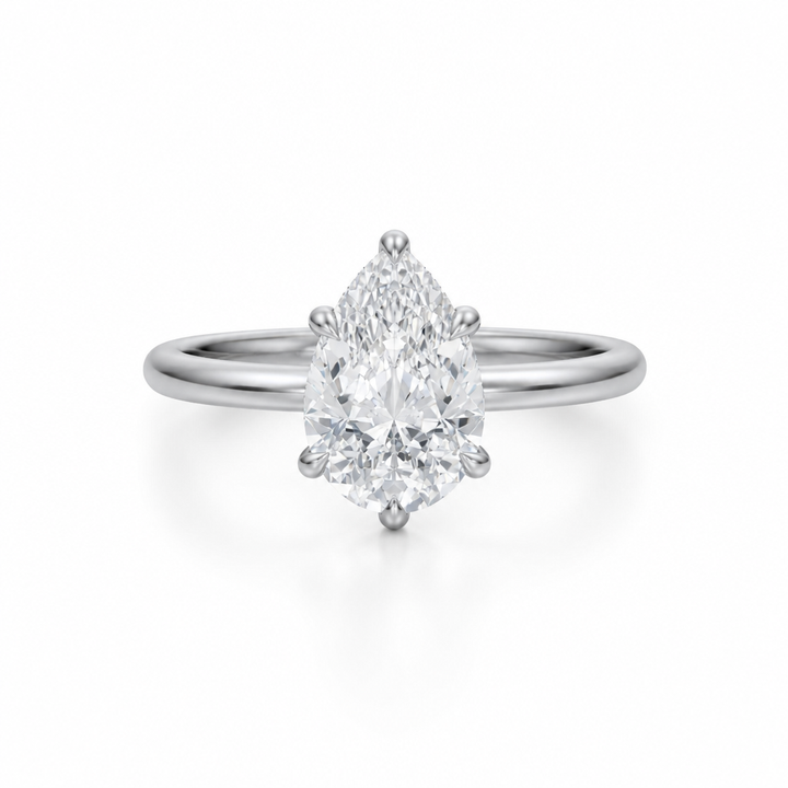 Pear Martini Basket Solitaire Ring