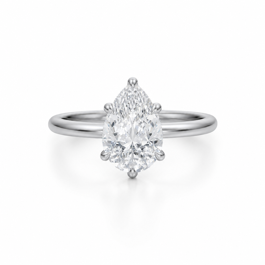 Pear Martini Basket Solitaire Ring