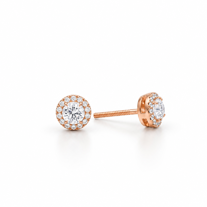 Round Halo Stud Earrings