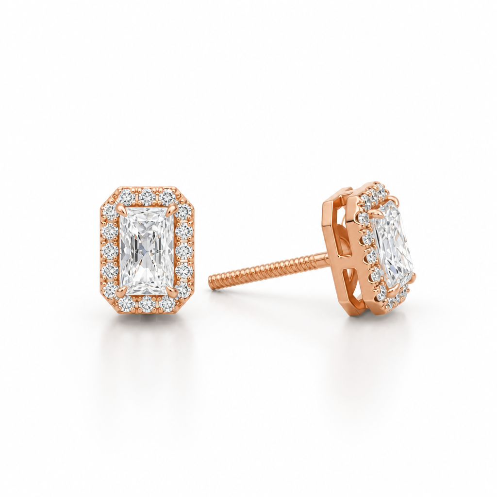Radiant Halo Stud Earrings