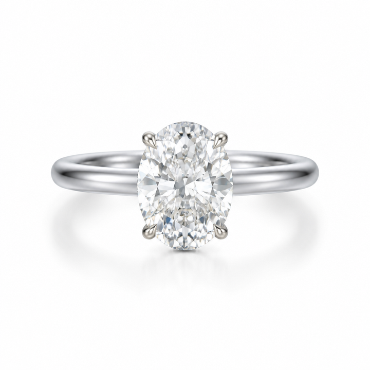Oval Solitaire Ring With Hidden Halo
