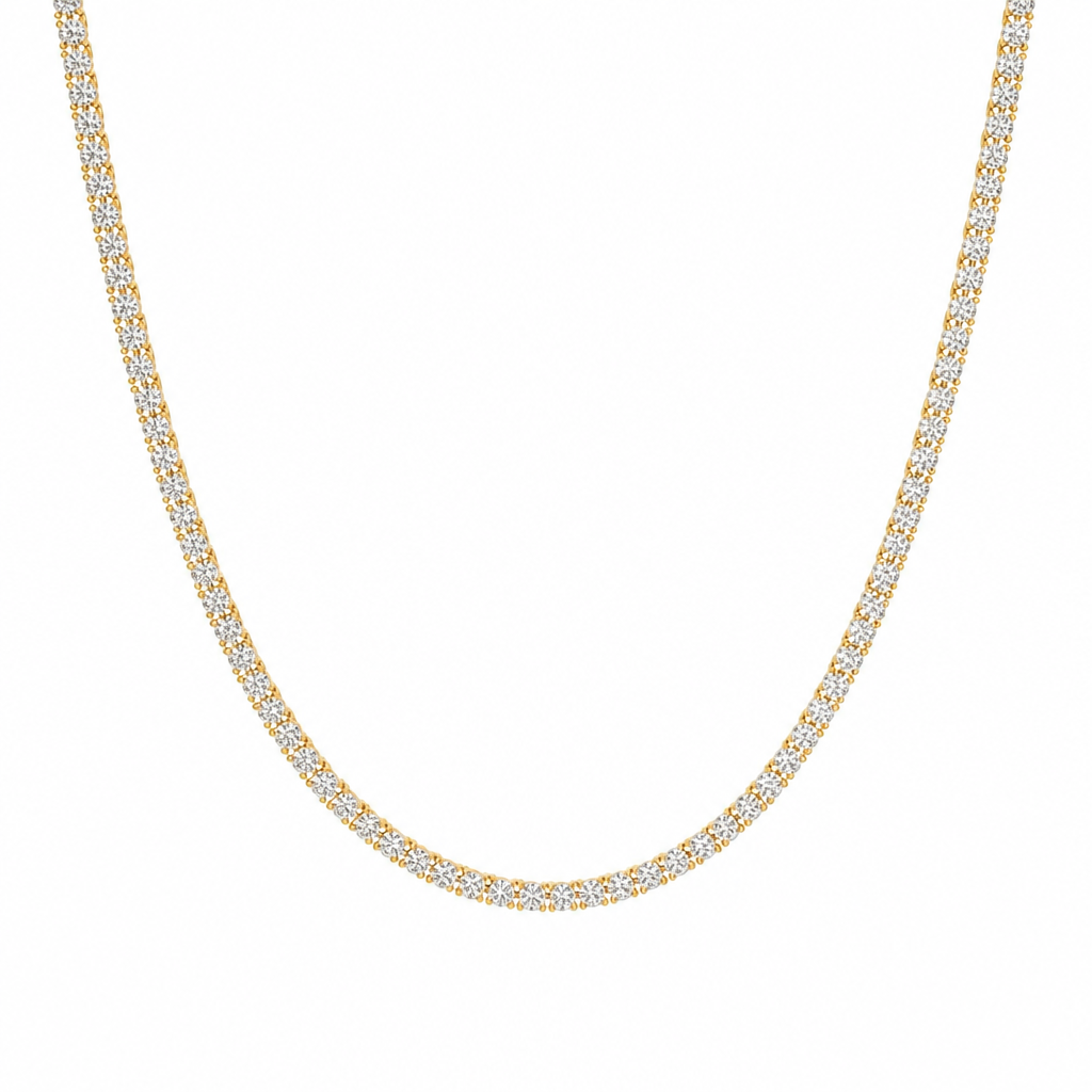 9 carat lab grown diamond tennis necklace with round colourless diamonds