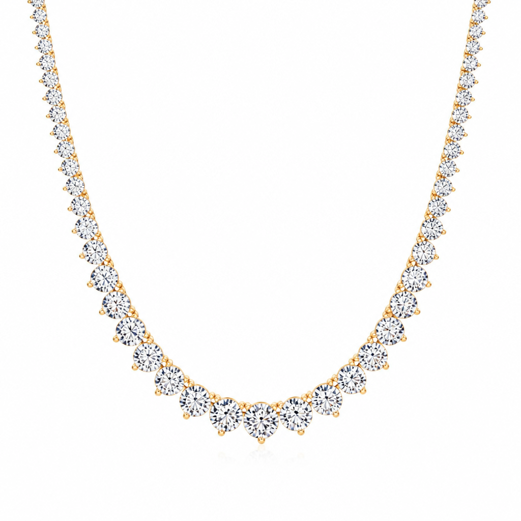 18 Carat Lab Grown Diamond Graduated Tennis Necklace