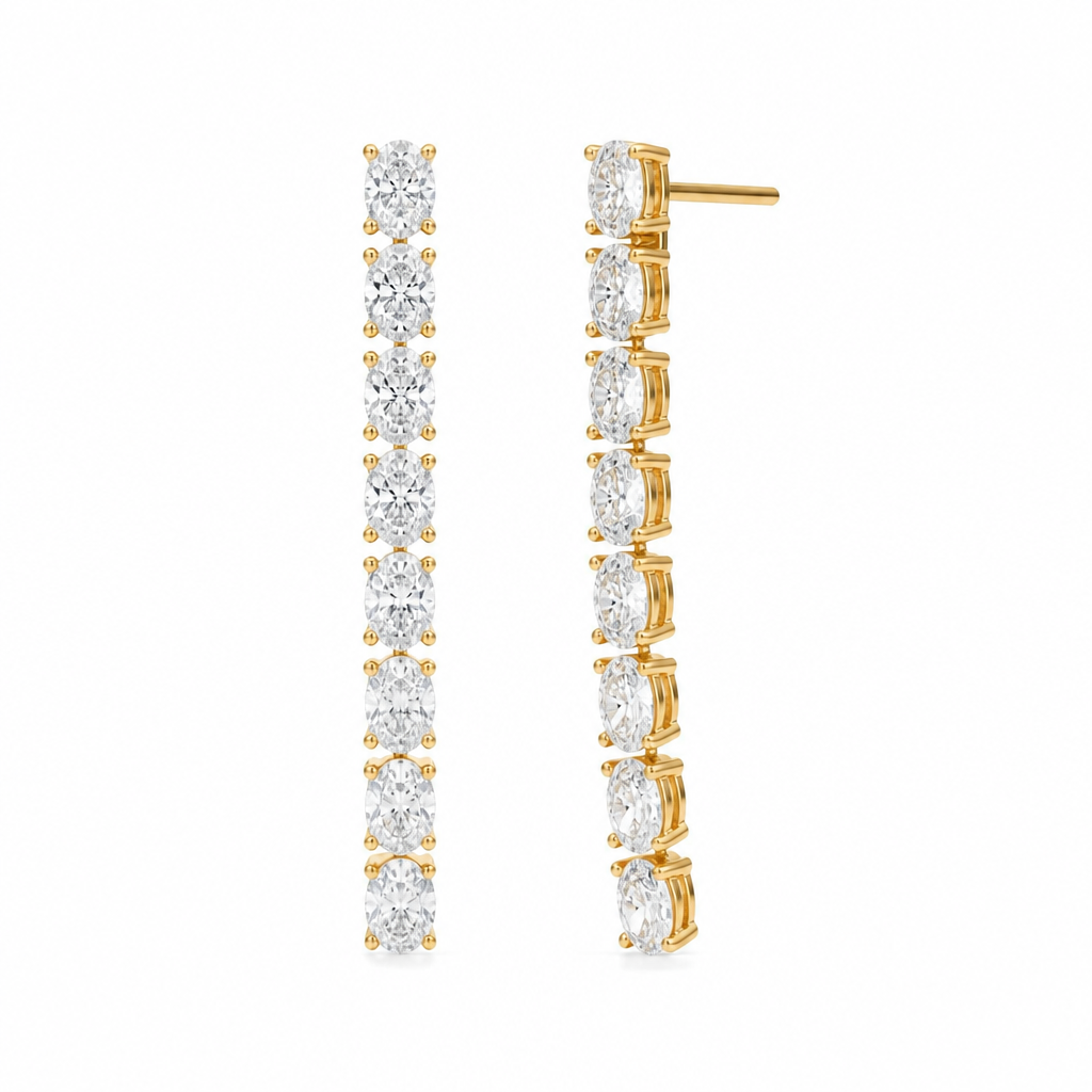 8 Stone Oval Lab Grown Diamond Drop Earrings