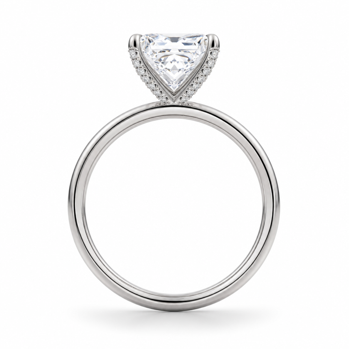 Princess Solitaire Ring With Pave Prongs