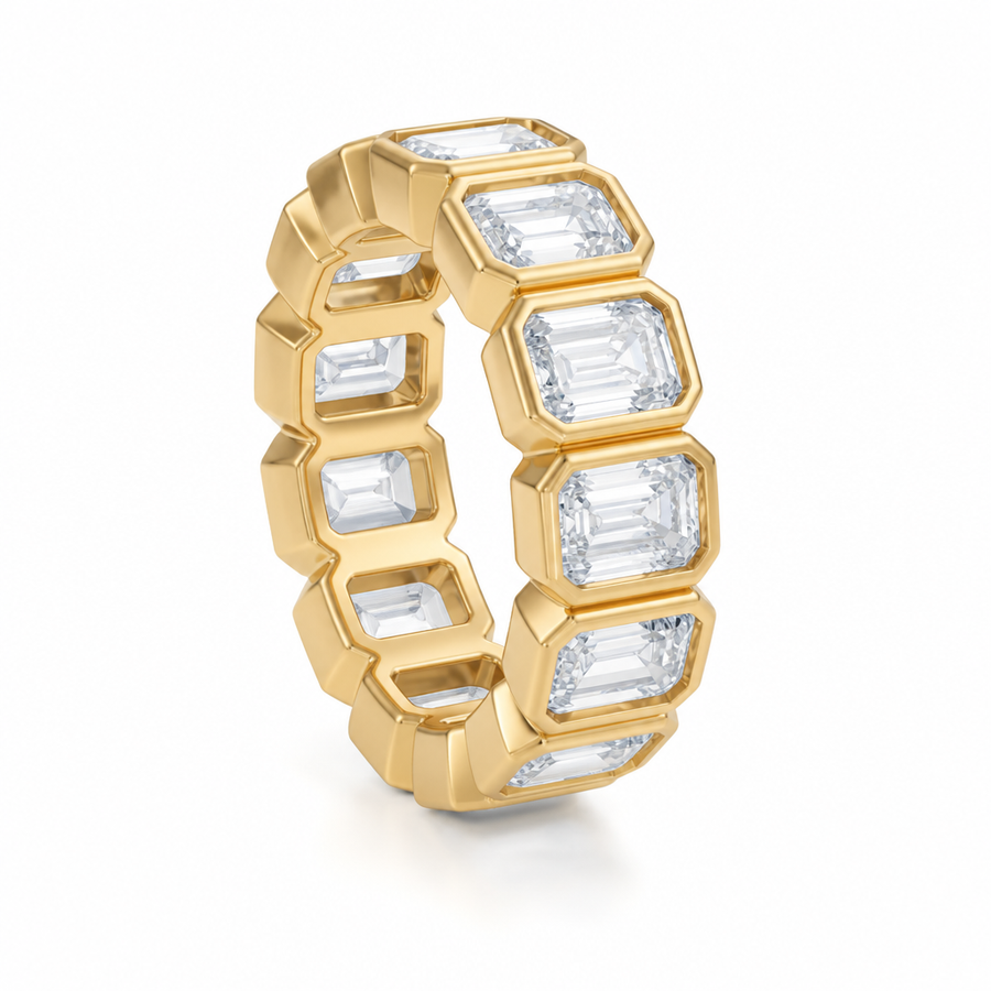 Emerald Bezel Vertical Eternity Band