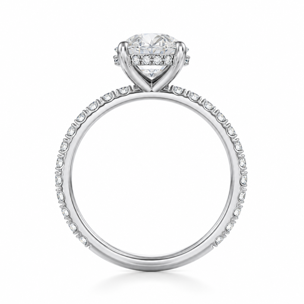 Oval Hidden Halo With Pave Band