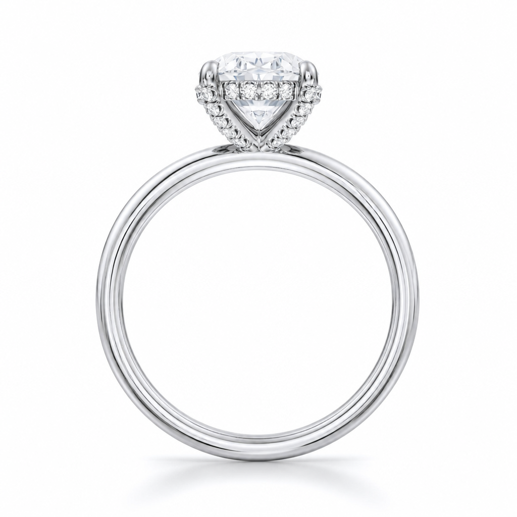 Oval Solitaire Ring With Diamond Basket