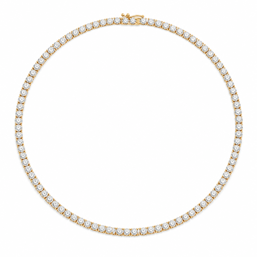 20 Carat Round Lab Grown Diamond Tennis Necklace