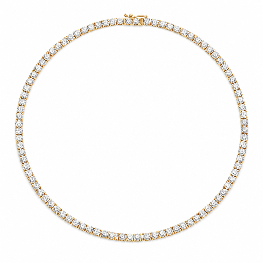 20 Carat Round Lab Grown Diamond Tennis Necklace
