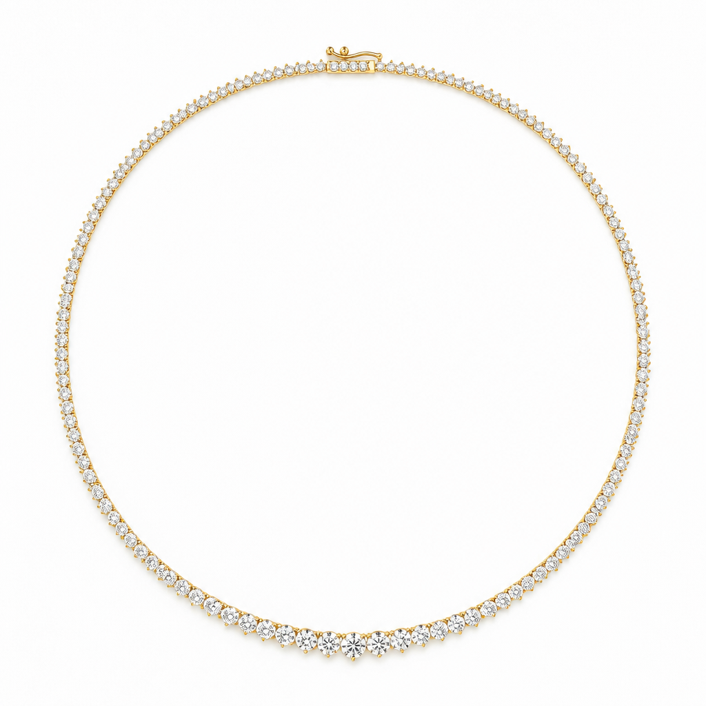 7 1/2 Carat Lab Grown Diamond Graduated Tennis Necklace