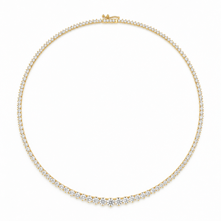 7 1/2 Carat Lab Grown Diamond Graduated Tennis Necklace