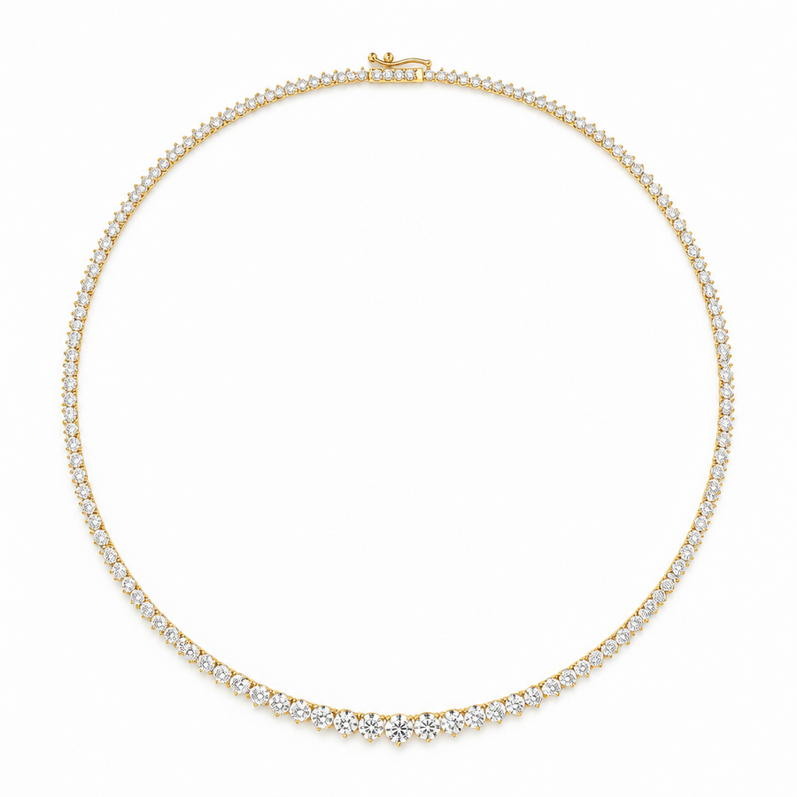 7 1/2 Carat Lab Grown Diamond Graduated Tennis Necklace