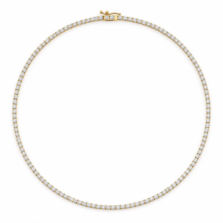 9 carat lab grown diamond tennis necklace with round colourless diamonds