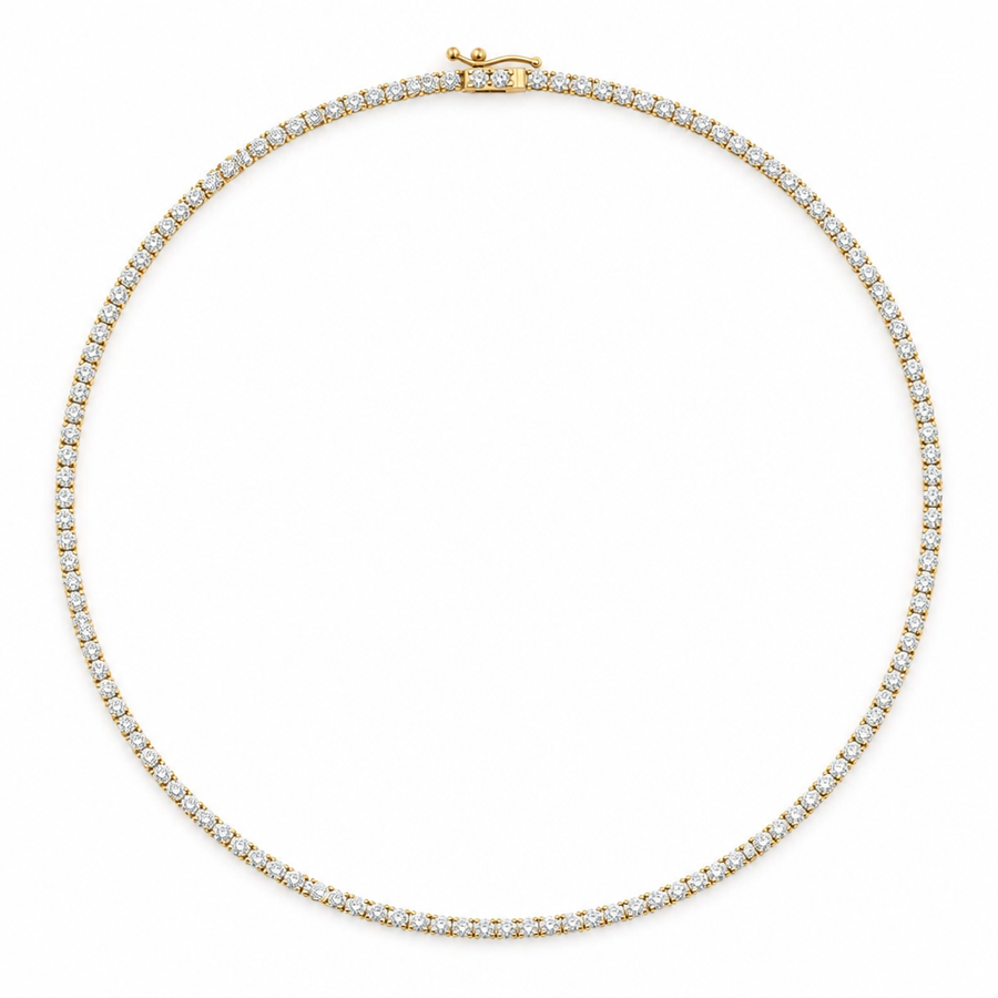 9 carat lab grown diamond tennis necklace with round colourless diamonds