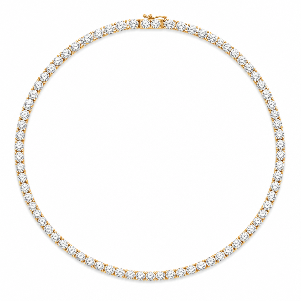 27 Carat Round Lab Grown Diamond Tennis Necklace