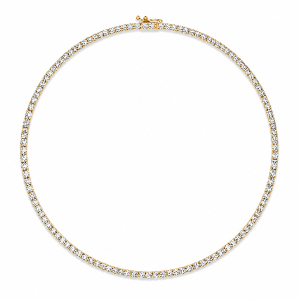 13 carat round lab grown diamond tennis necklace