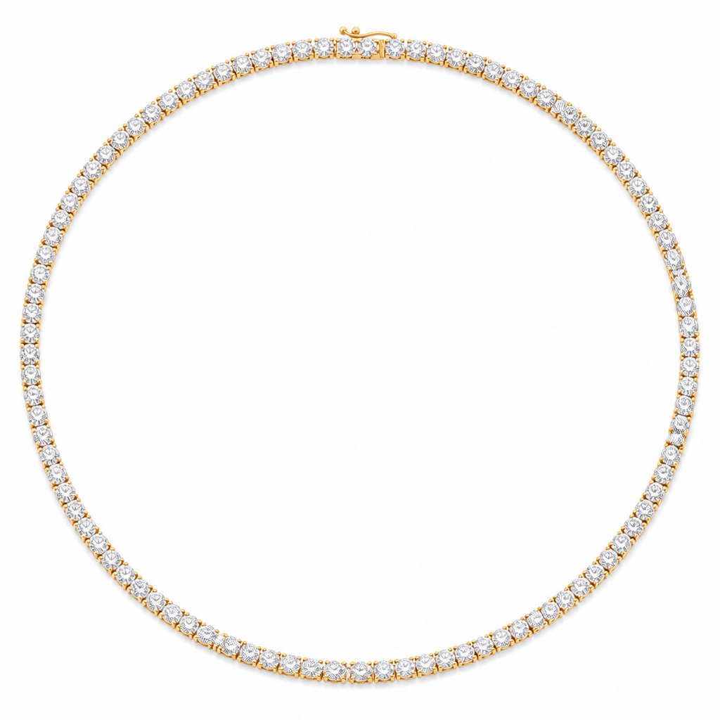 22 Carat Round Lab Grown Diamond Tennis Necklace