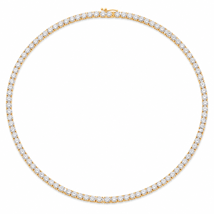 22 Carat Round Lab Grown Diamond Tennis Necklace