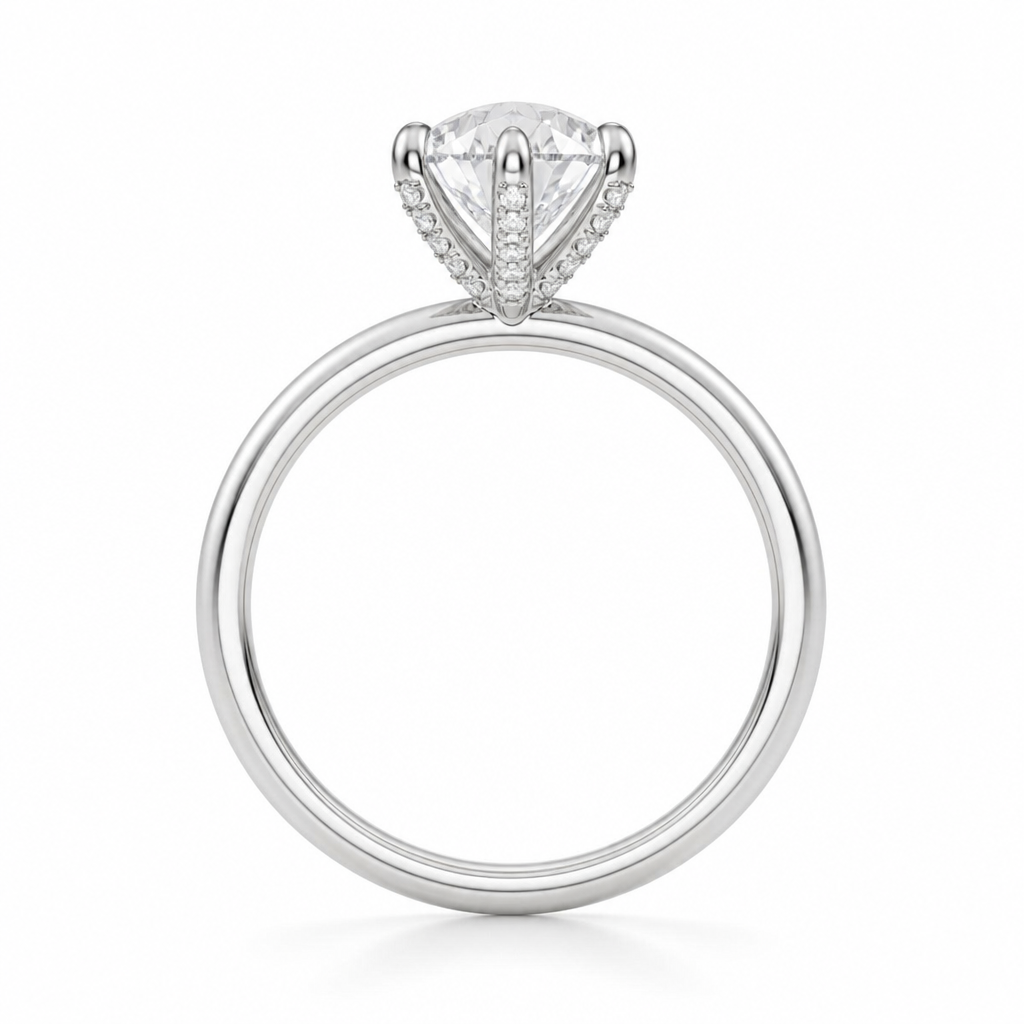 Pear Solitaire Ring With Pave Prongs