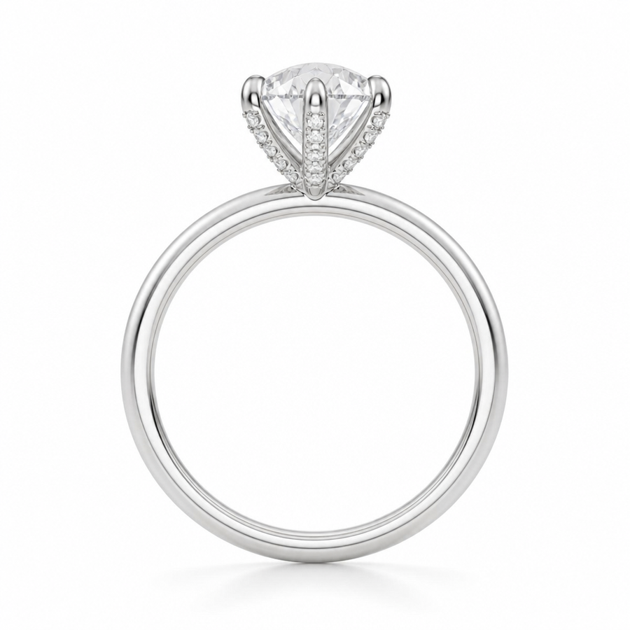 Pear Solitaire Ring With Pave Prongs