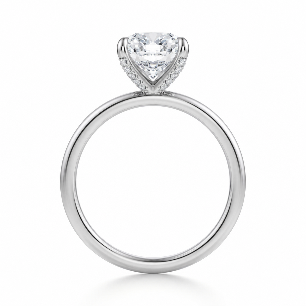 Cushion Solitaire Ring With Pave Prongs