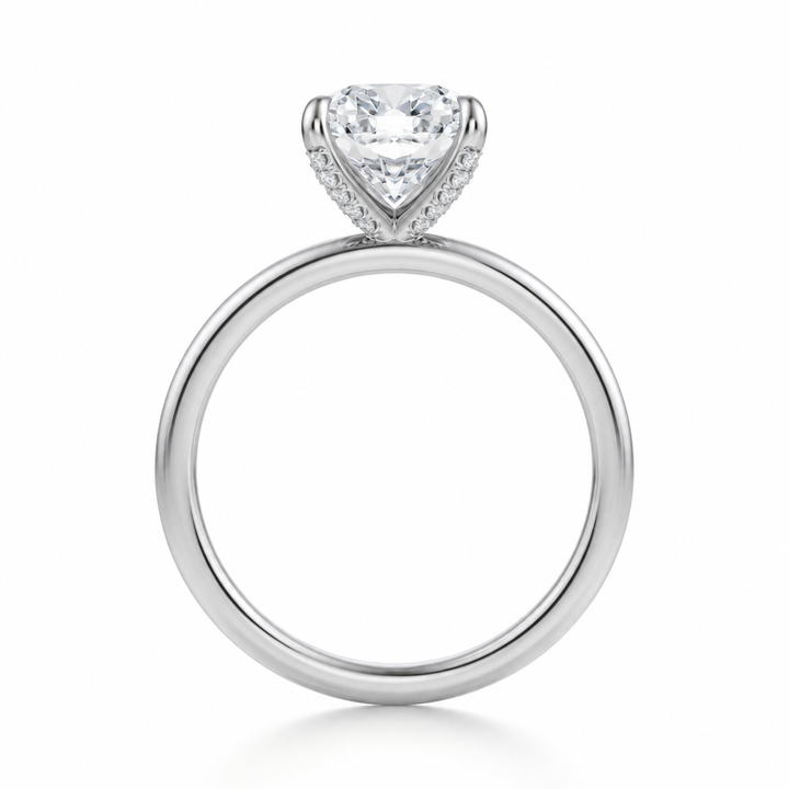 Cushion Solitaire Ring With Pave Prongs