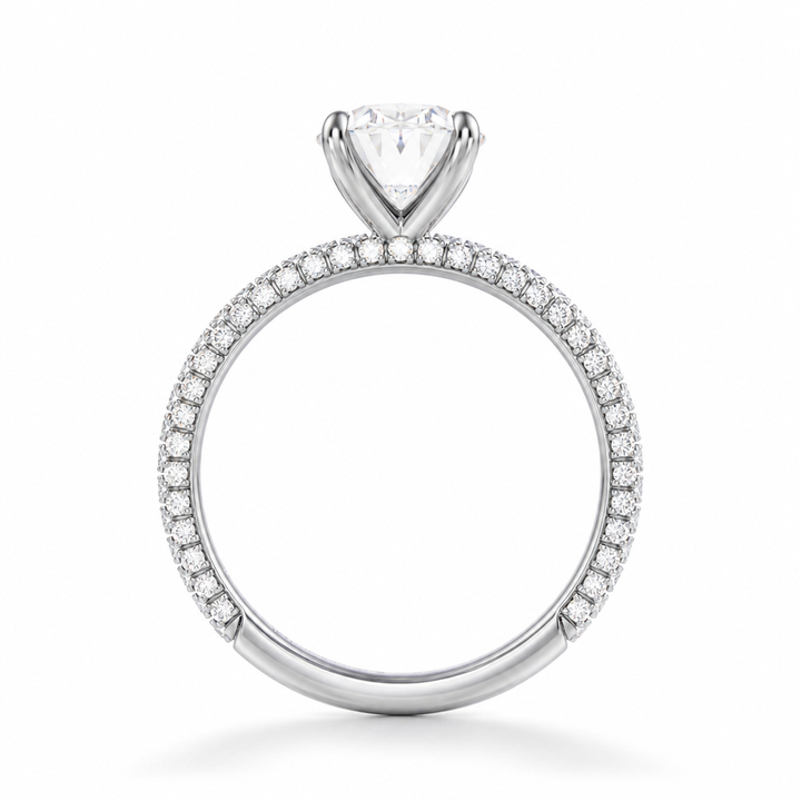 Oval Three Row Pave Ring