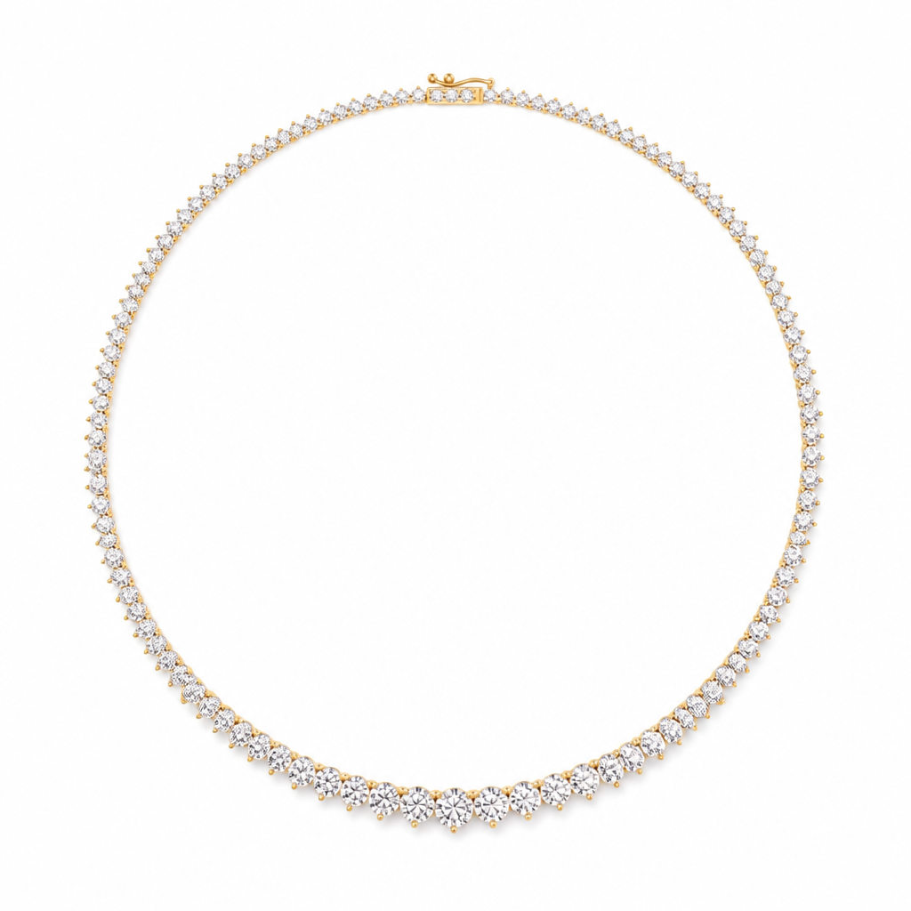 18 Carat Lab Grown Diamond Graduated Tennis Necklace