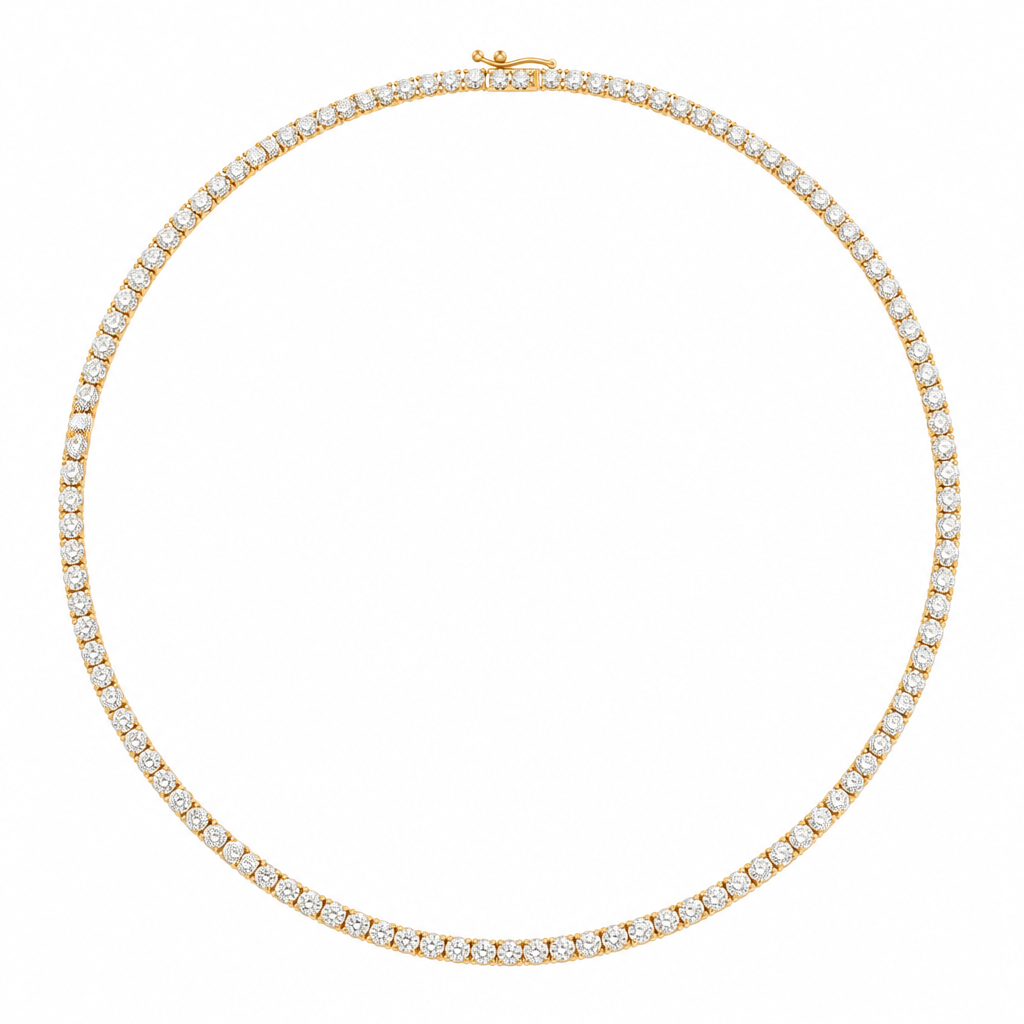 15 carat lab grown diamond tennis necklace with colourless round diamonds