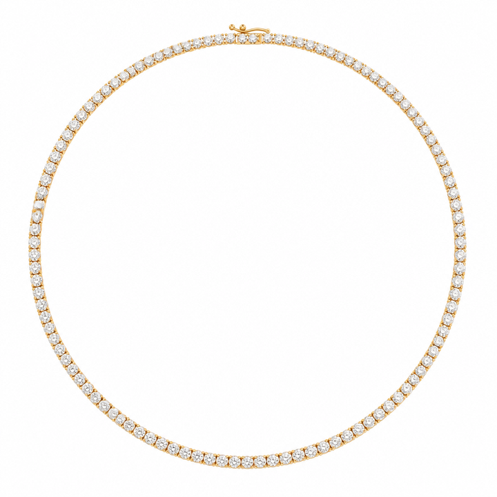 15 carat lab grown diamond tennis necklace with colourless round diamonds