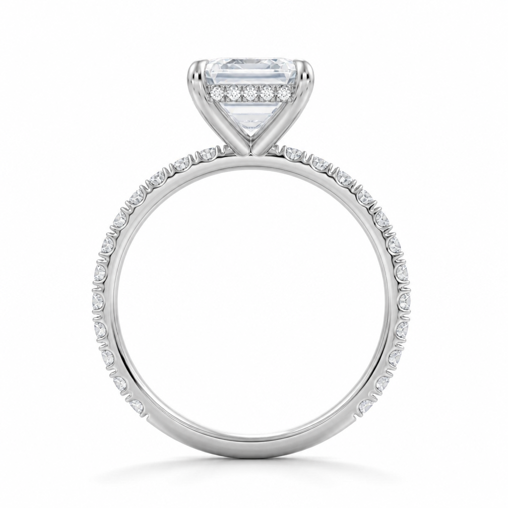 Emerald Hidden Halo With Pave Band
